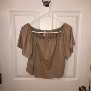Suede off-shoulder crop top
